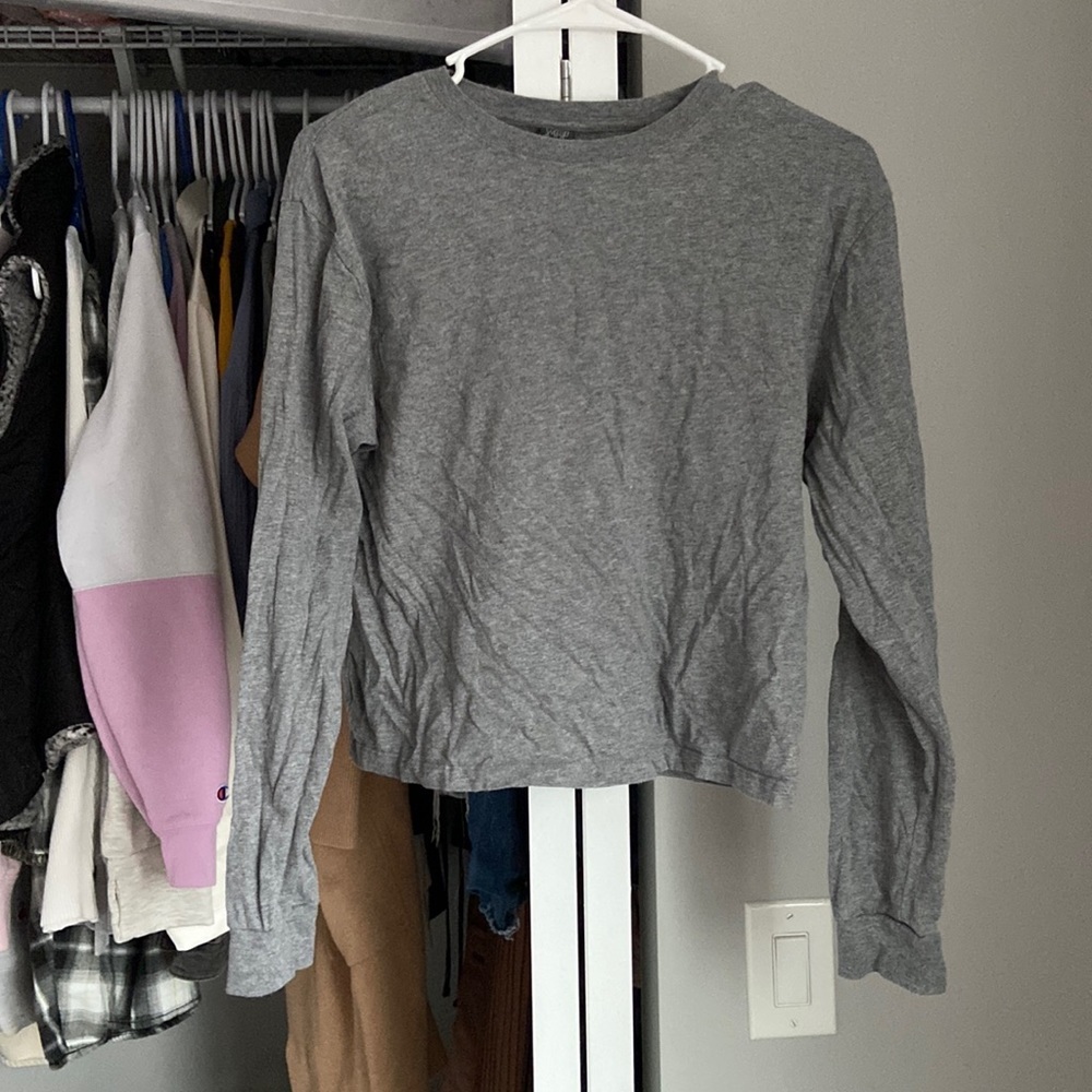 Wild Fable Classic Crew Long Sleeve Gray Tee, worn once